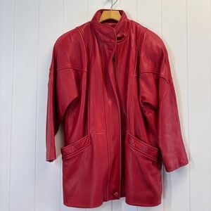 Vintage Outerwear Essentials Women 80s 90s Oversized Leather Jacket Size PS Chic